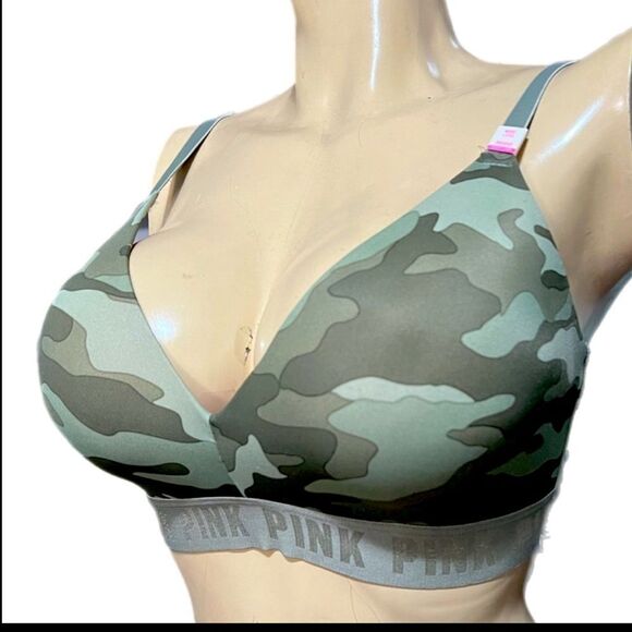 Victorias Secret Pink Wear Everywhere Wireless lightly lined Camouflage bra 36DD - Picture 10 of 10